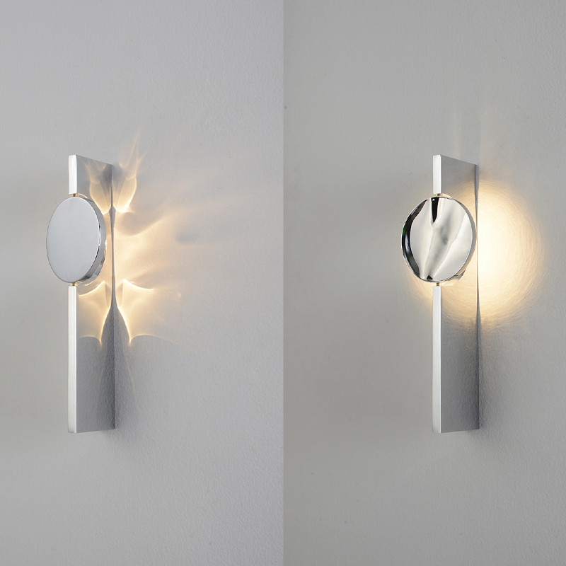 Бра с круглым зеркальным диском на прямоугольном соновании Reflection Circle Glow