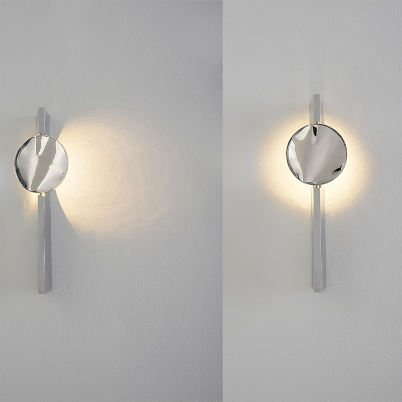 Бра с круглым зеркальным диском на прямоугольном соновании Reflection Circle Glow