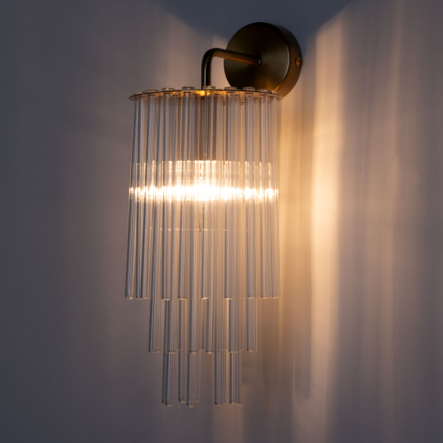 Бра с круглым основанием и длинными прозрачныи стеклянными трубками Nembus