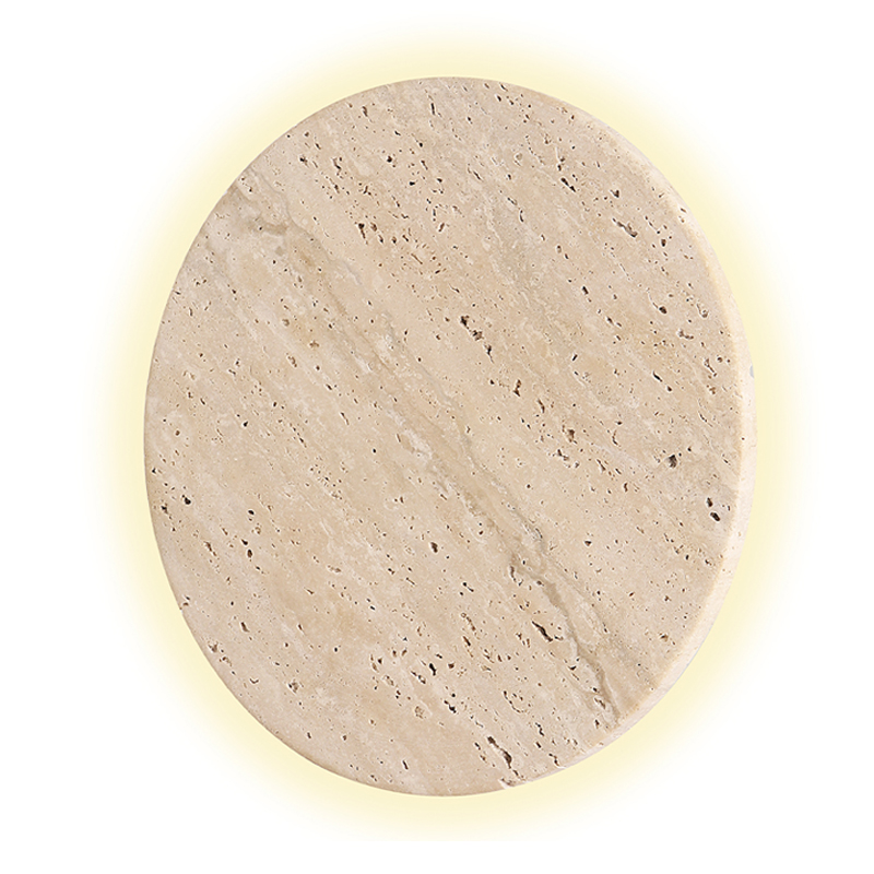 Бра с круглым плафоном из травертина Shaw Marble Lighting