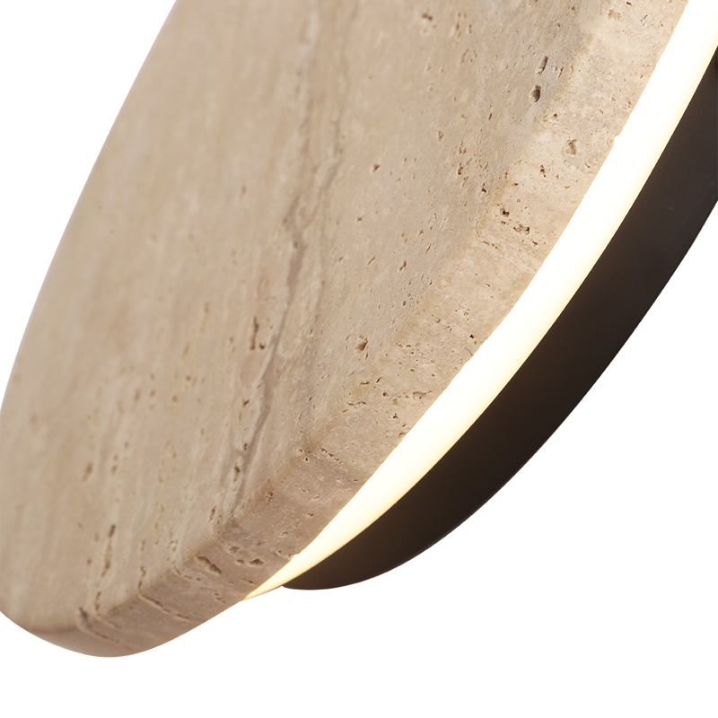 Бра с круглым плафоном из травертина Shaw Marble Lighting