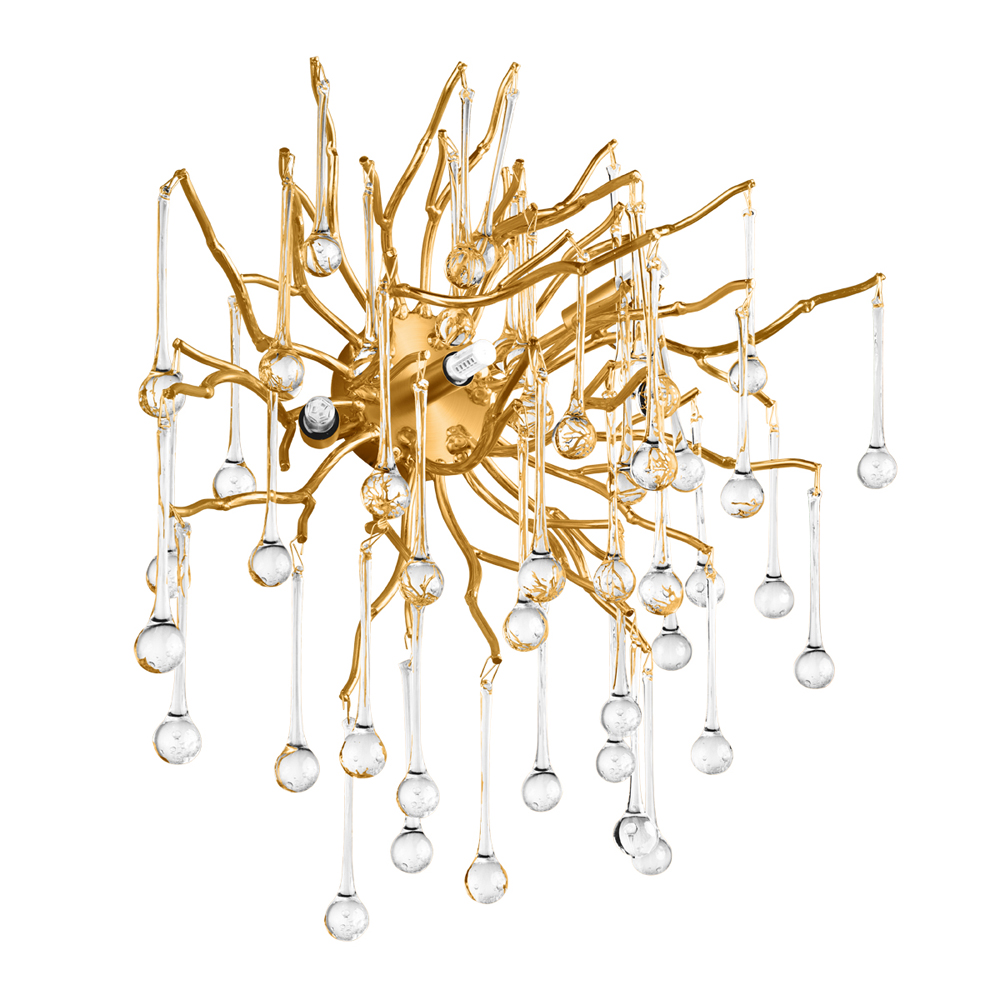 Бра с лучеобразным основанием и подвесками из прозрачного стекла в виде длинных капель Droplet Chandelier