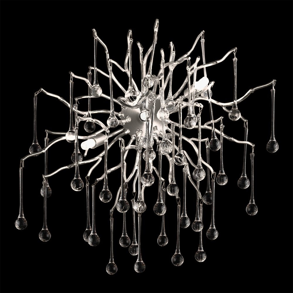 Бра с лучеобразным основанием и подвесками из прозрачного стекла в виде длинных капель Droplet Chandelier