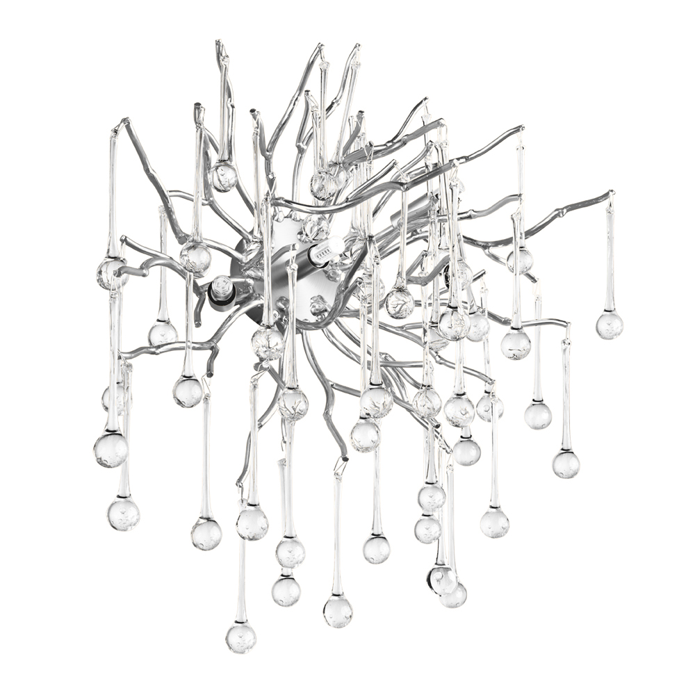 Бра с лучеобразным основанием и подвесками из прозрачного стекла в виде длинных капель Droplet Chandelier