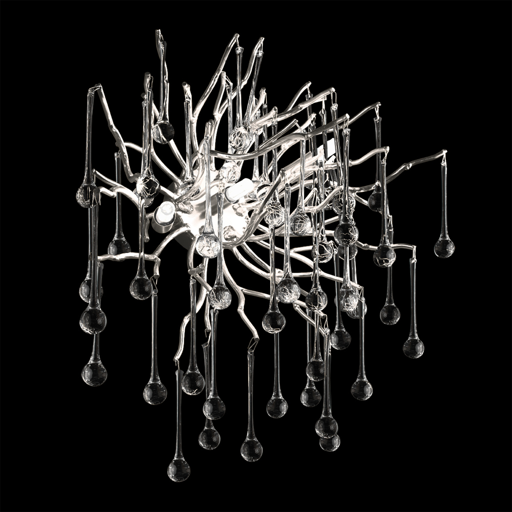 Бра с лучеобразным основанием и подвесками из прозрачного стекла в виде длинных капель Droplet Chandelier