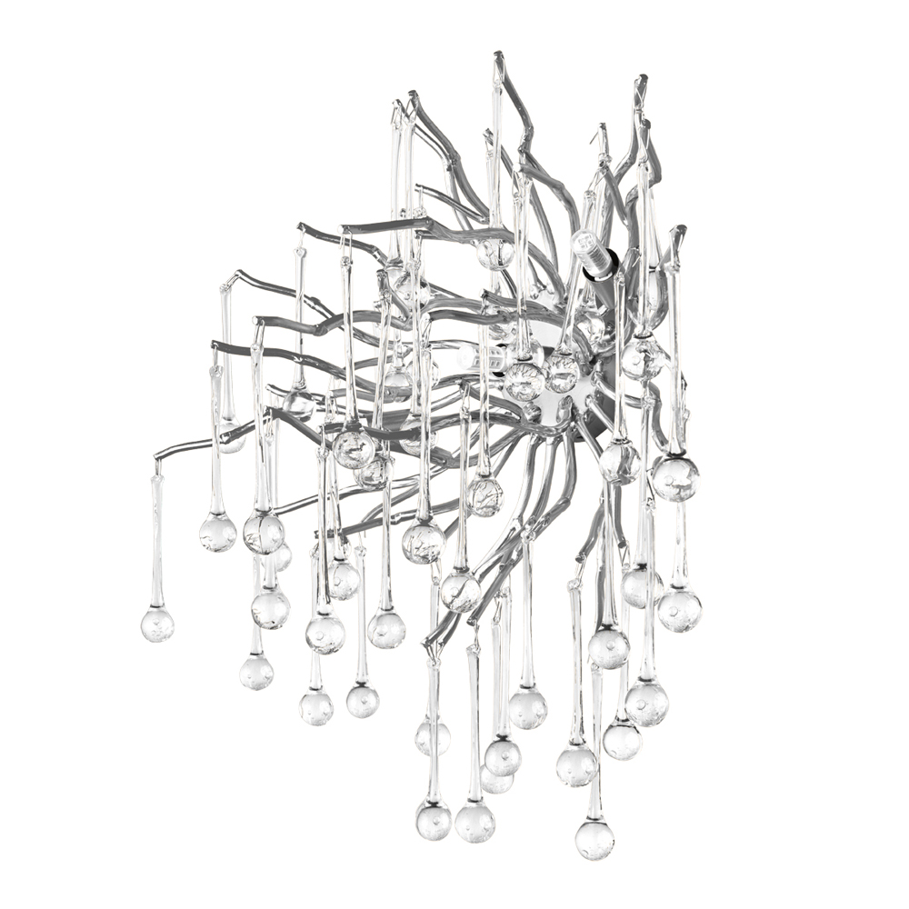Бра с лучеобразным основанием и подвесками из прозрачного стекла в виде длинных капель Droplet Chandelier