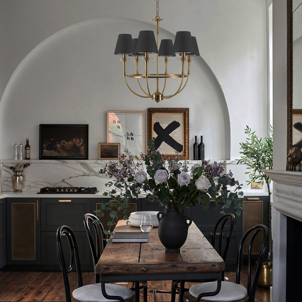 Бра с металлическим основанием бронзового цвета и 2-мя черными конусовидными абажурами Dignity