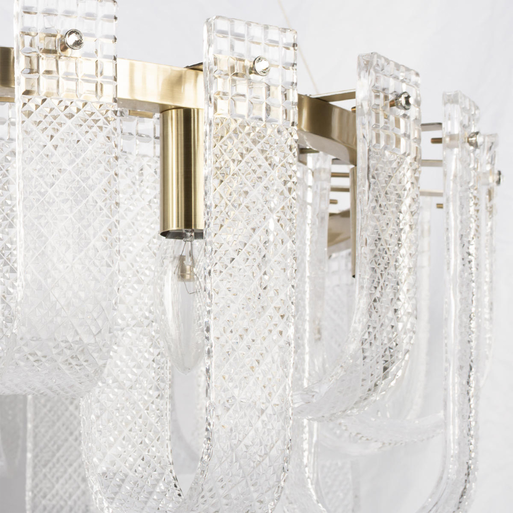 Бра с металлическим основанием золотого цвета и хрустальными подвесками Textured Glass