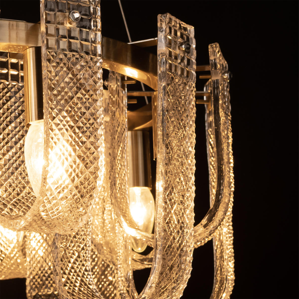 Бра с металлическим основанием золотого цвета и хрустальными подвесками Textured Glass