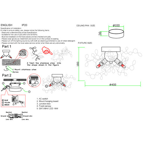 Бра с металлическими круглыми элементами Terzani Argent