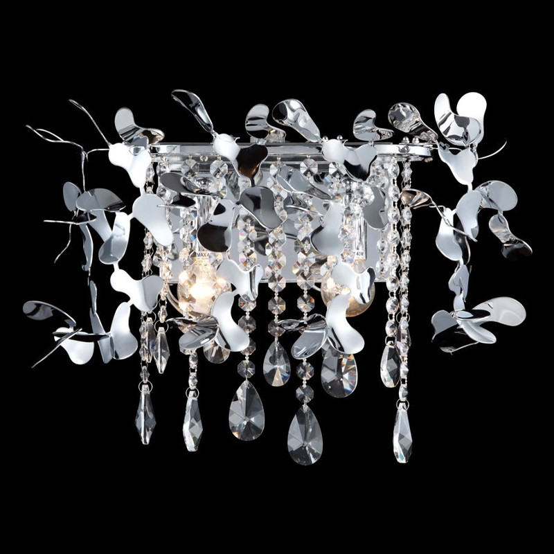 Бра с металлическими лепестками и хрустальными подвесками Leaf Cascade