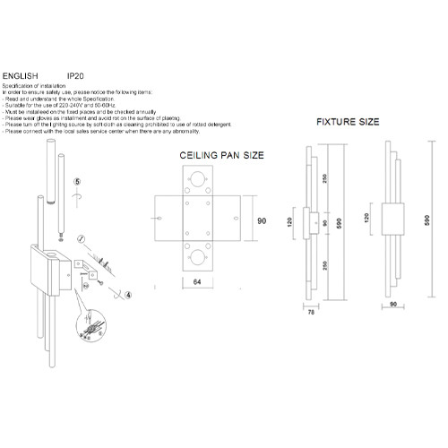 Бра с мраморным основанием и трубками разной длины Equability