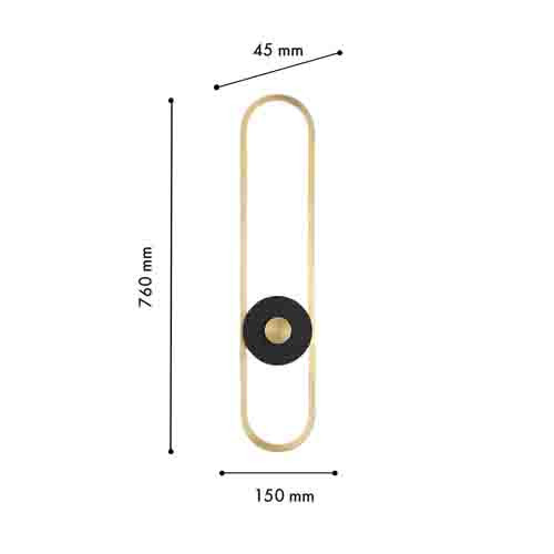 Бра с овальной рамойцвета латунь и черным кругом в центре Midnight Orbit
