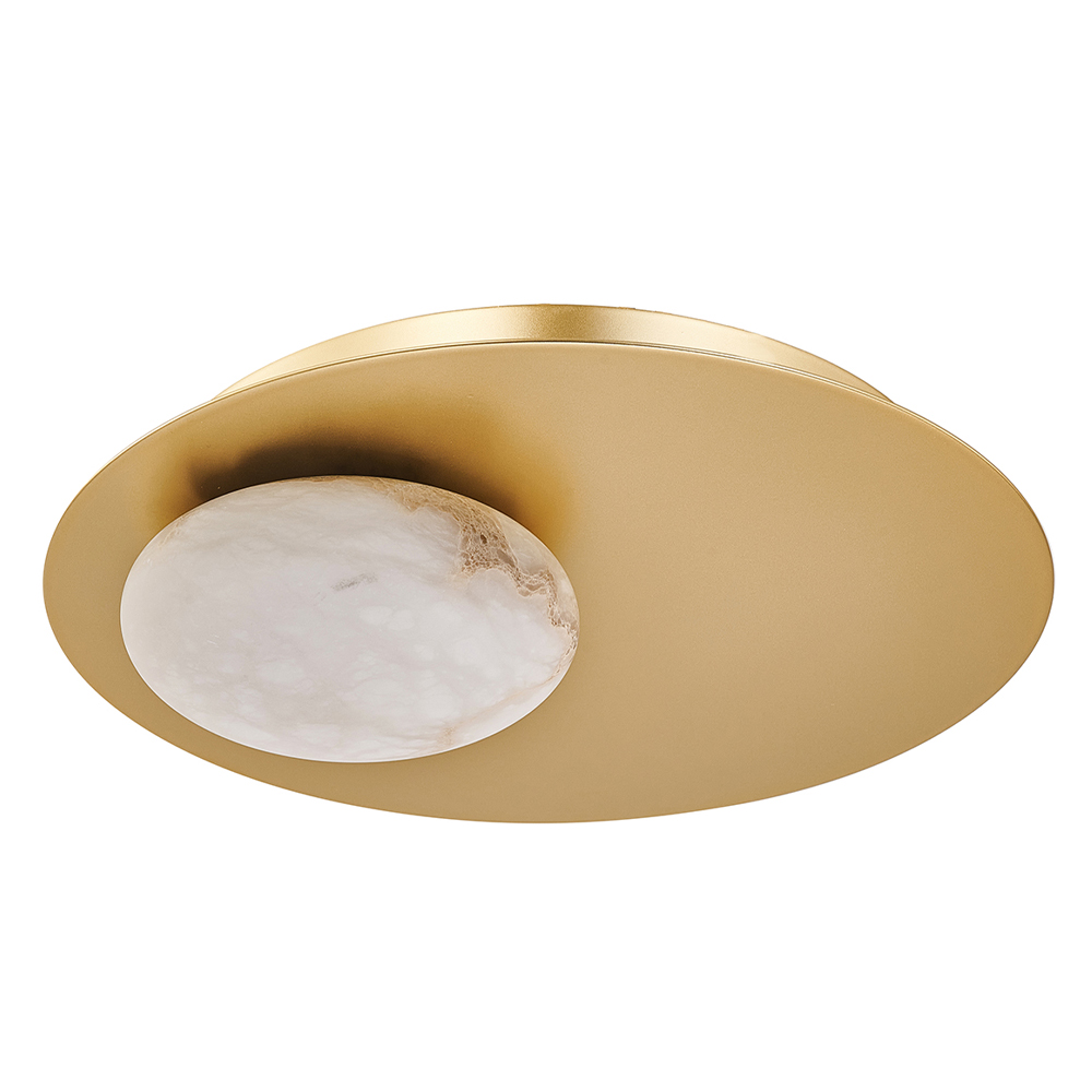 Бра с овальным основанием золотого цвета  и плафоном из алебастра Shaw Lighting
