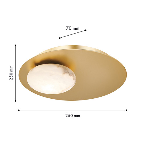 Бра с овальным основанием золотого цвета  и плафоном из алебастра Shaw Lighting