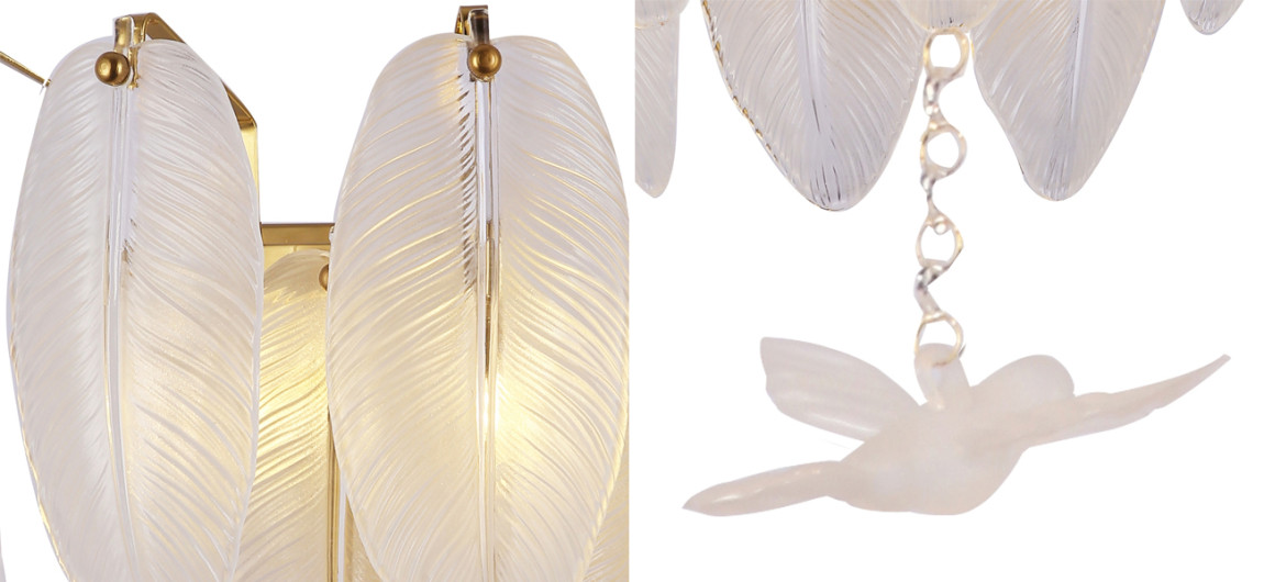 Бра с перьями из полупрозрачного стекла Songbirds