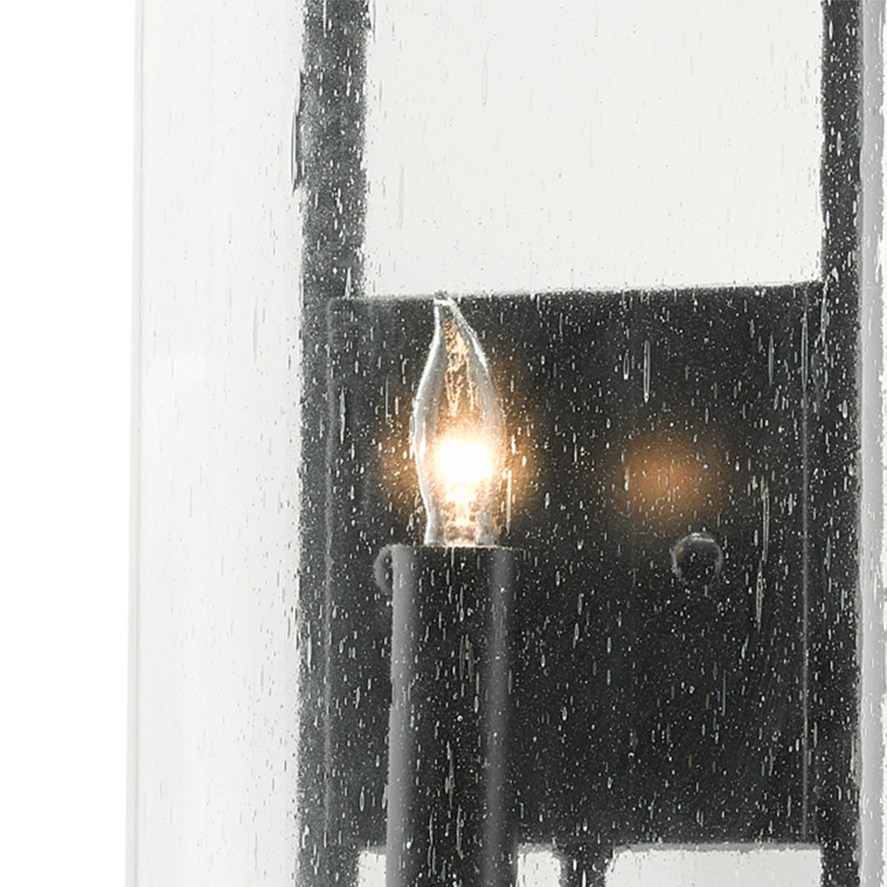 Бра с плафоном из прозрачного стекла на черном каркасе Glass Ball with Seeds