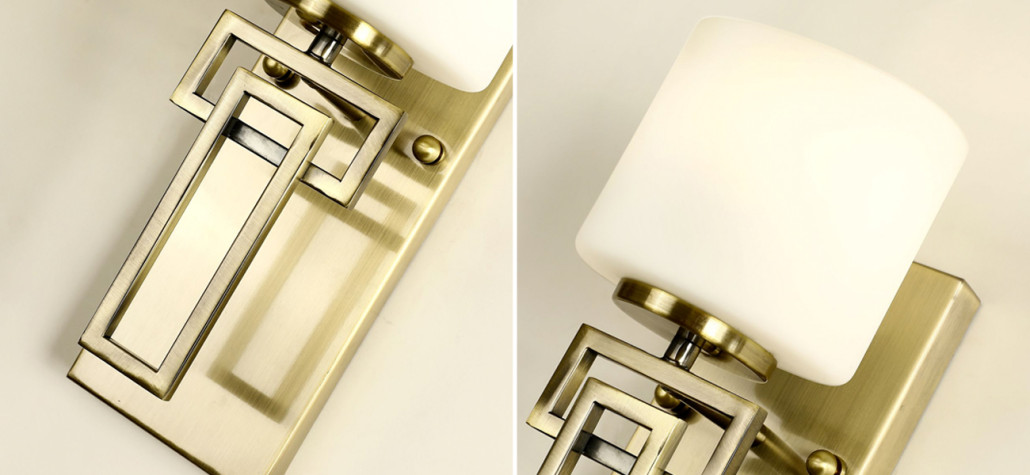 Бра с плафоном из стекла молочного цвета WINDOLF Bronze