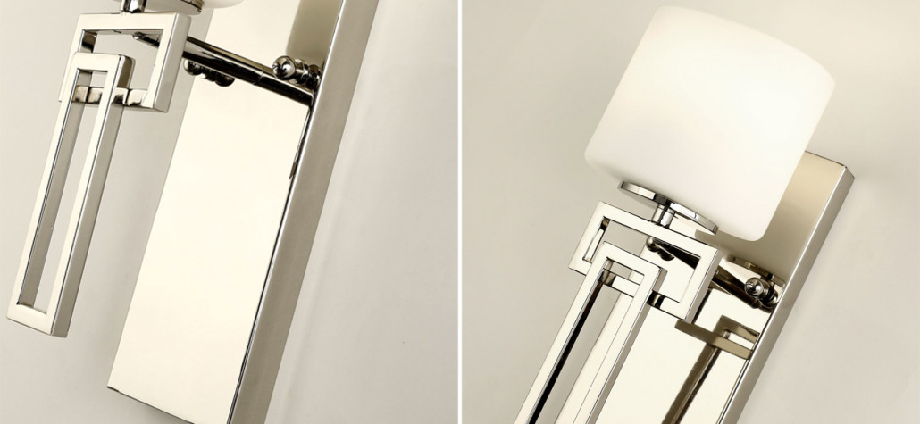 Бра с плафоном из стекла молочного цвета WINDOLF Nickel