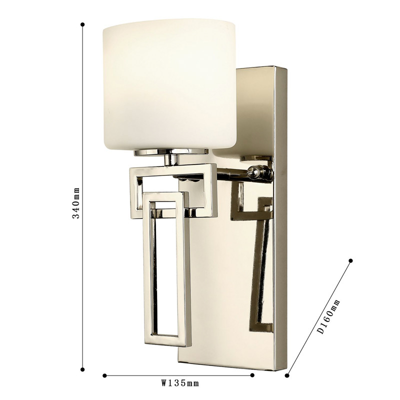 Бра с плафоном из стекла молочного цвета WINDOLF Nickel