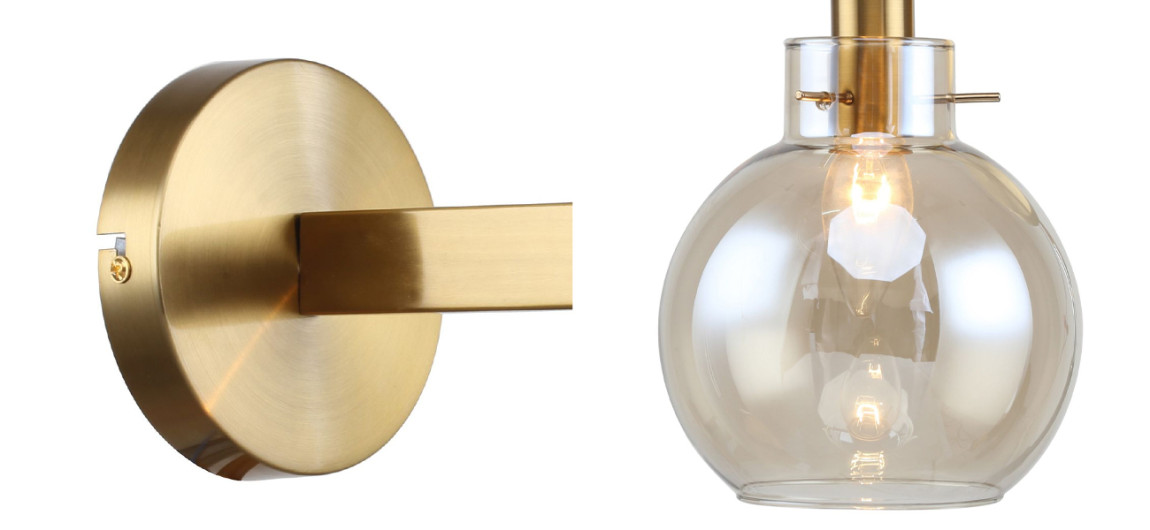 Бра с плафоном коньячного цвета Carmella Globe Brass