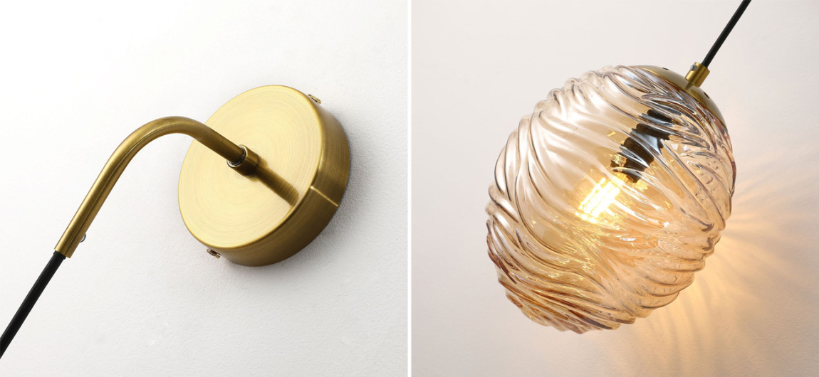 Бра с плафоном янтарного цвета Perforated Glass