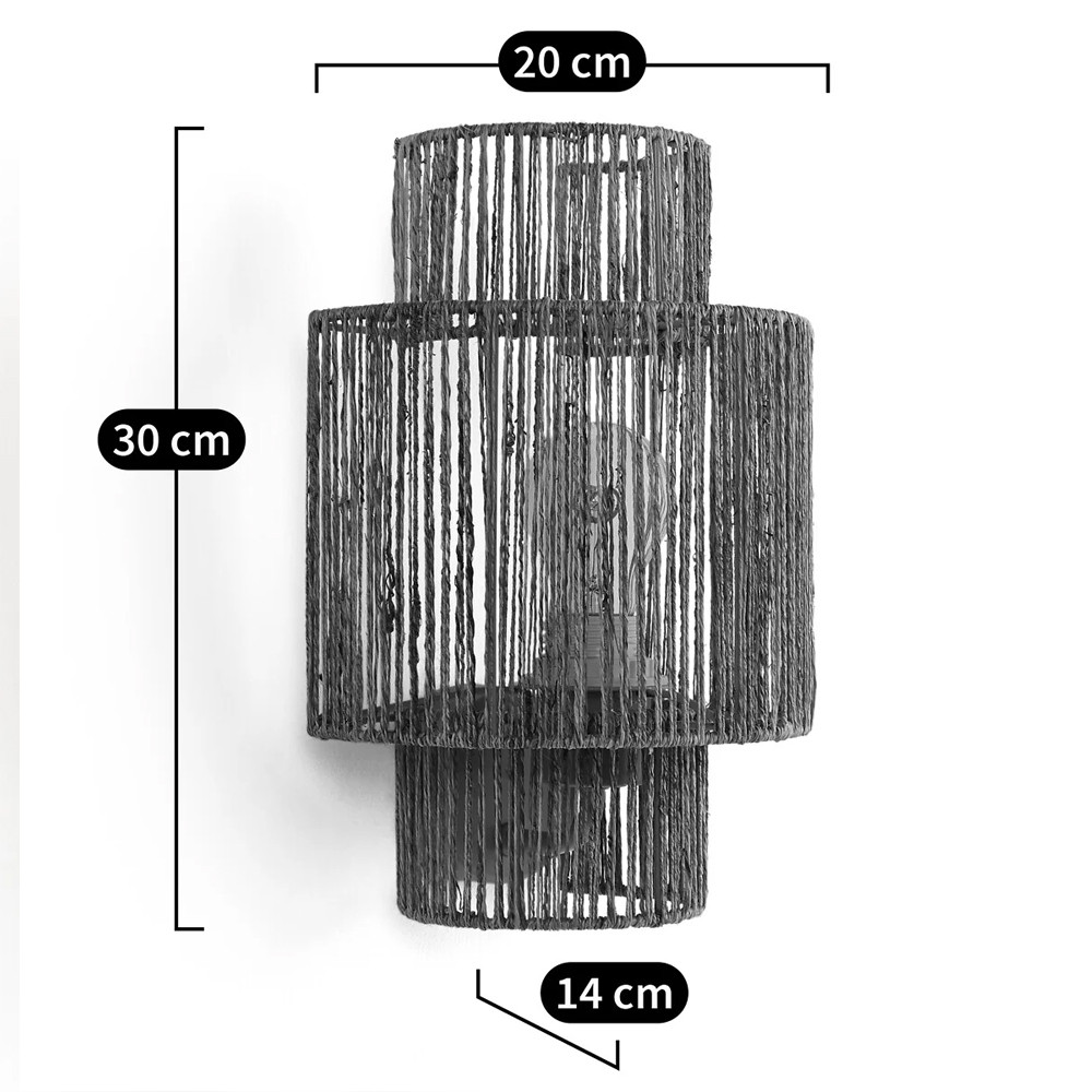 Бра с плетенным из джута плафоном Jutti H30 см