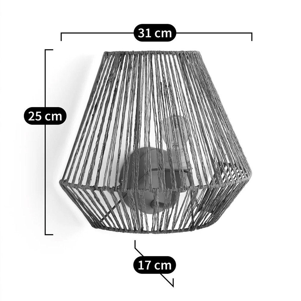 Бра с плетенным из пеньки абажуром Jutti H25 см