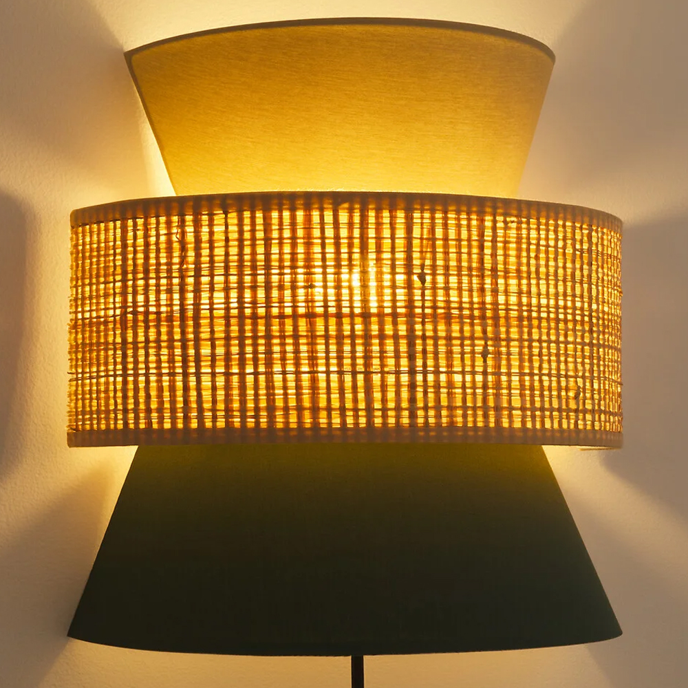Бра с плетеным декором Bonnie Wicker Green Wall Lamp