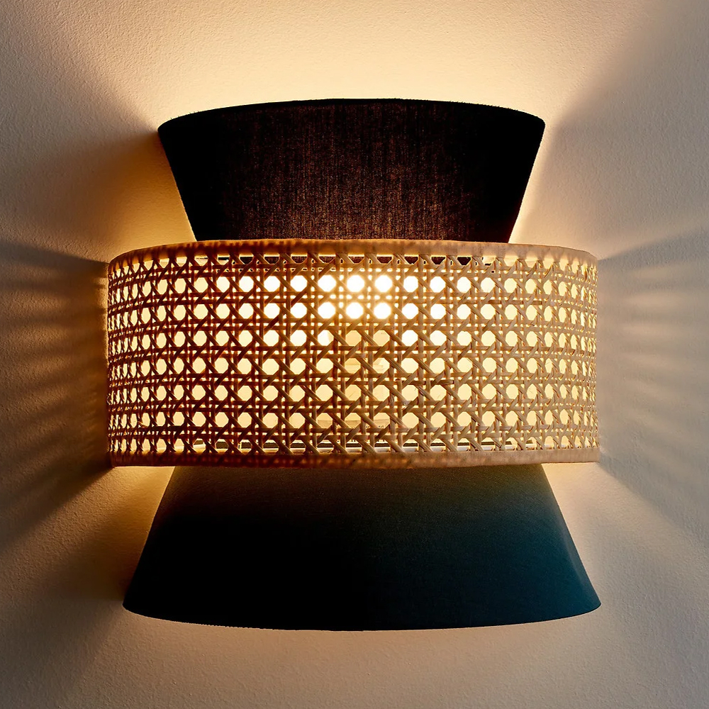 Бра с плетеным декором из ротанга Bonnie Wicker Blue Wall Lamp