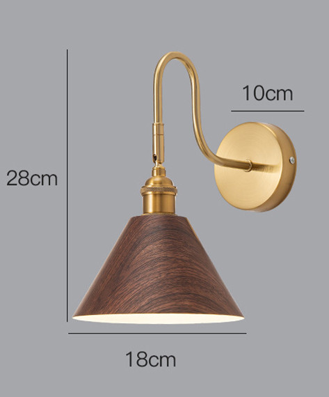 Бра с поворотными плафонами конусообразной формы из дерева с латунной отделкой DOMENIC