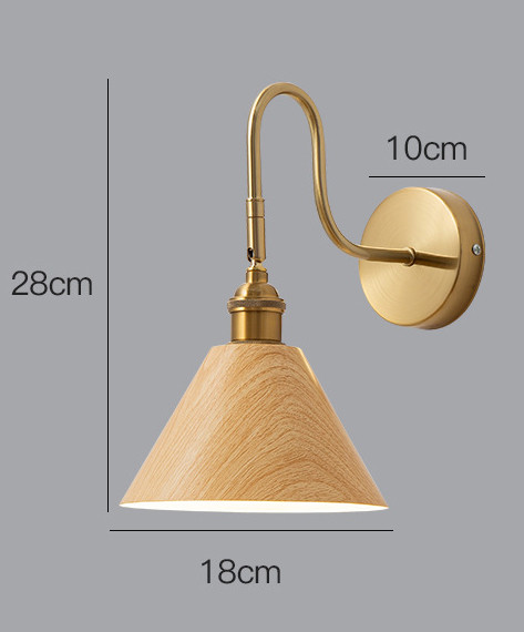 Бра с поворотными плафонами конусообразной формы из дерева с латунной отделкой DOMENIC