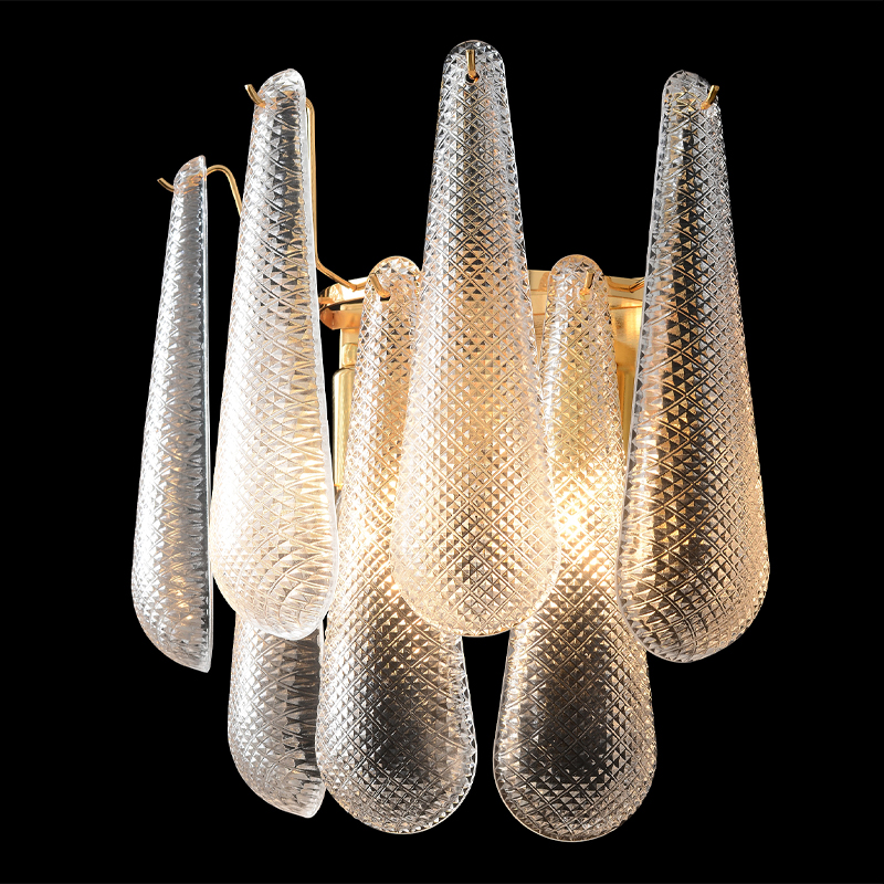 Бра с подвесками из рифленного стекла в форме капель Textured Glass
