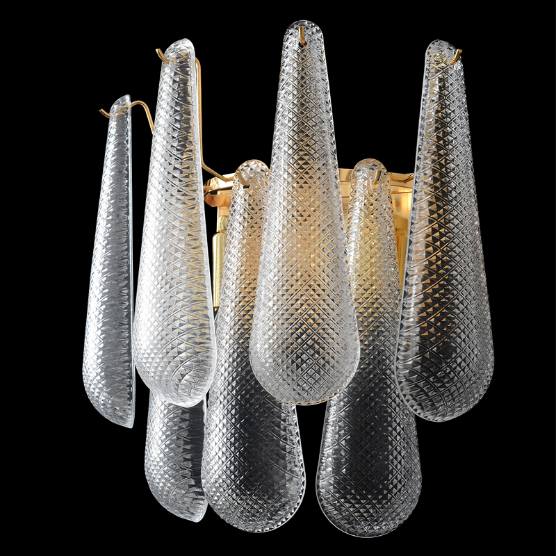 Бра с подвесками из рифленного стекла в форме капель Textured Glass
