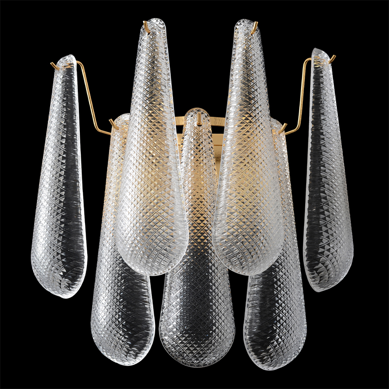 Бра с подвесками из рифленного стекла в форме капель Textured Glass