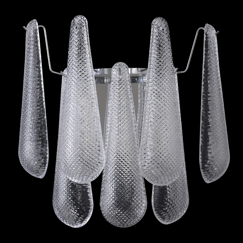 Бра с подвесками из рифленного стекла в форме капель на основании цвета хром Textured Glass