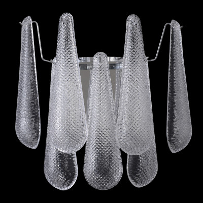 Бра с подвесками из рифленного стекла в форме капель на основании цвета хром Textured Glass
