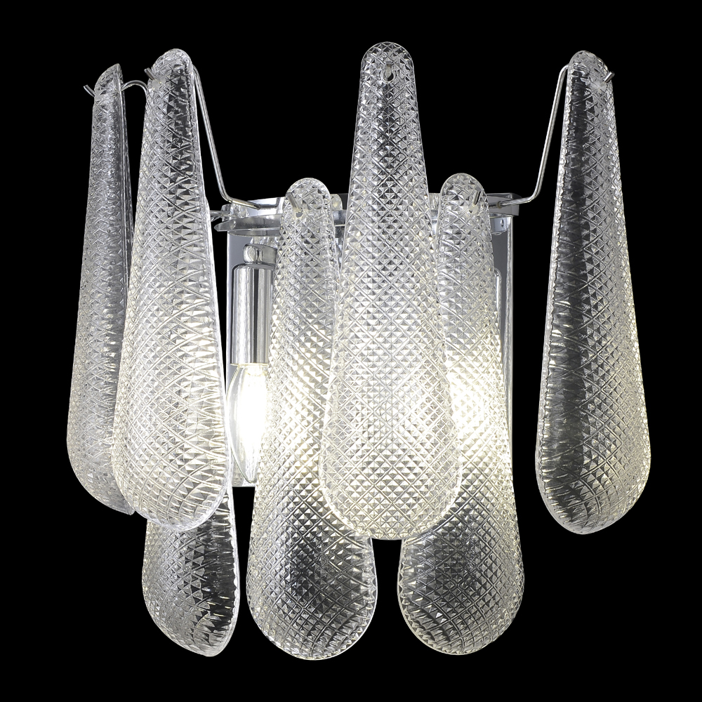 Бра с подвесками из рифленного стекла в форме капель на основании цвета хром Textured Glass