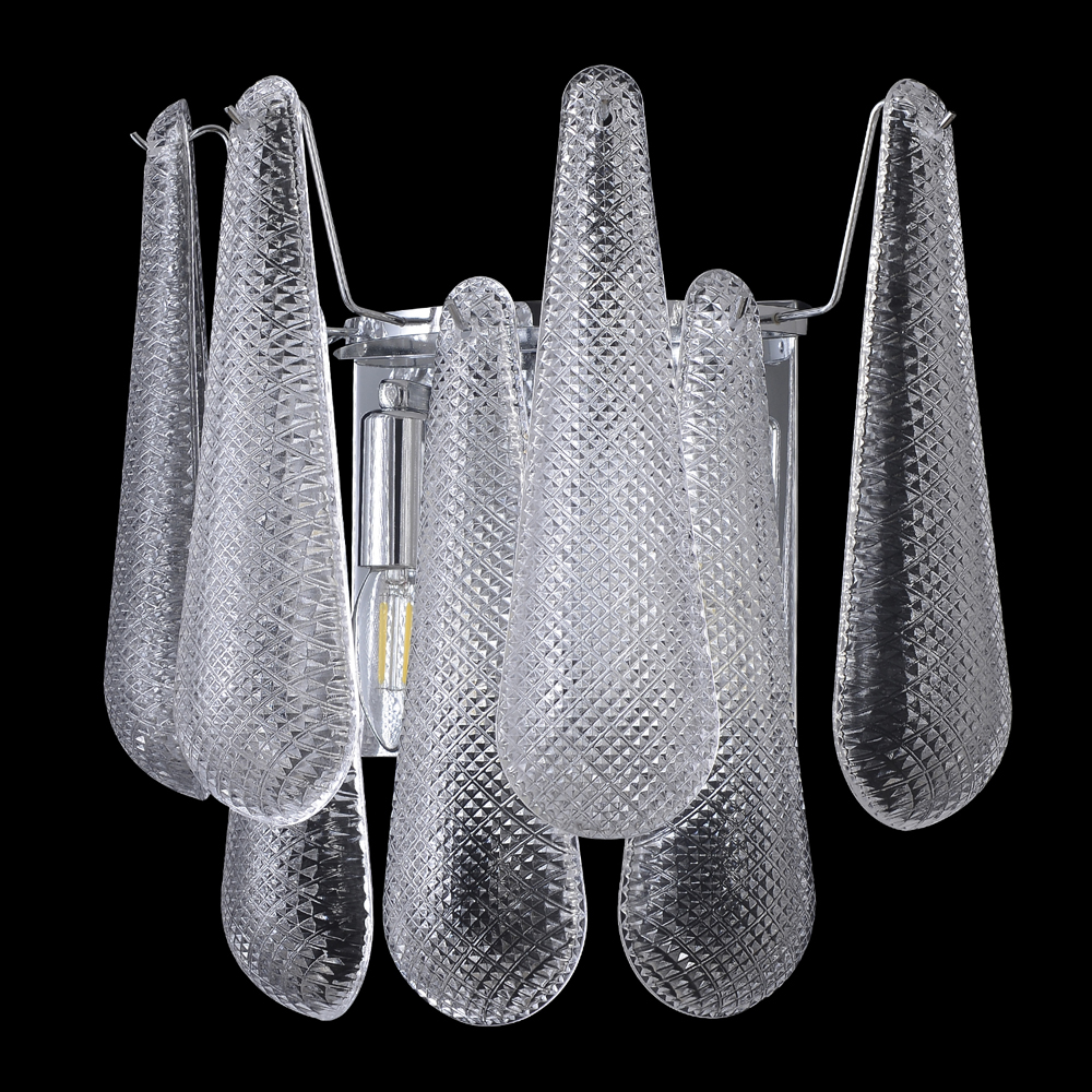 Бра с подвесками из рифленного стекла в форме капель на основании цвета хром Textured Glass