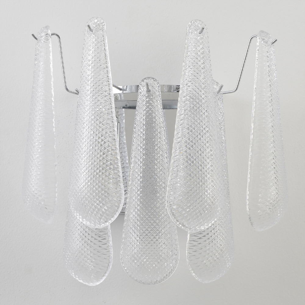 Бра с подвесками из рифленного стекла в форме капель на основании цвета хром Textured Glass