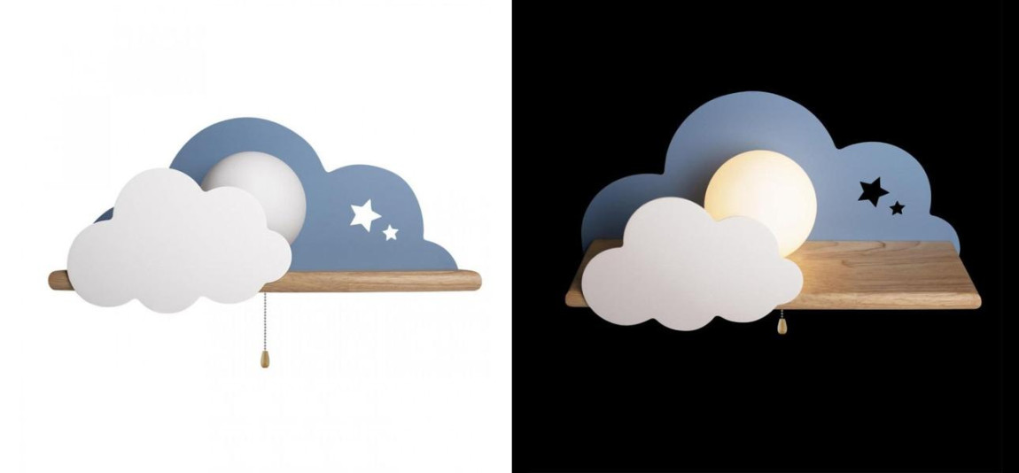 Бра с полкой голубое Облако Wall Lamp Blue Cloud