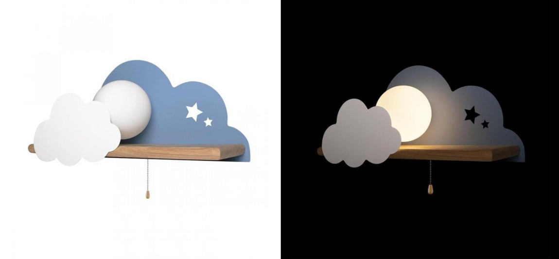 Бра с полкой голубое Облако Wall Lamp Blue Cloud
