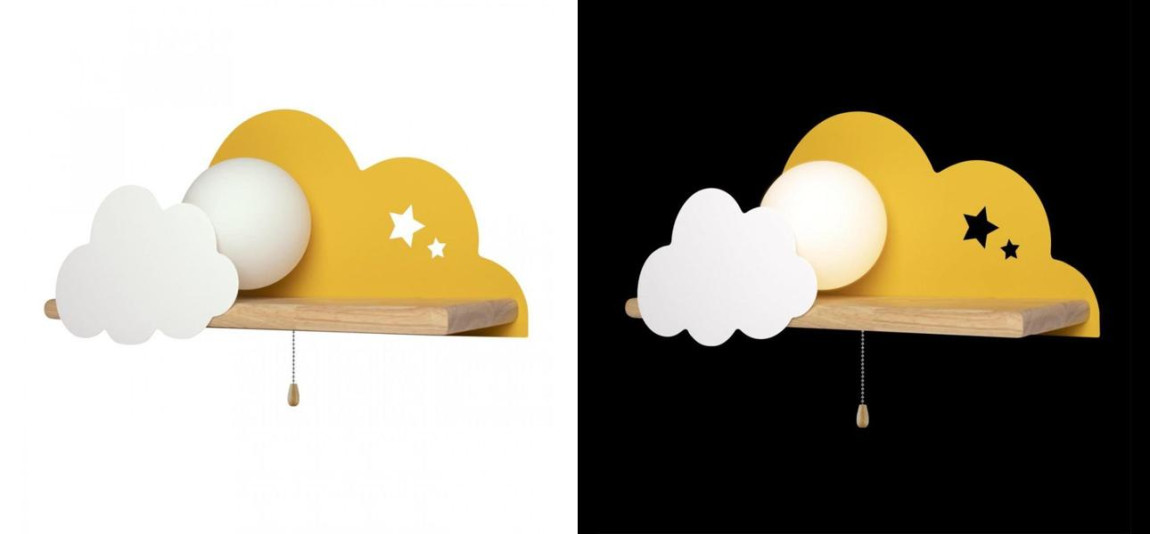 Бра с полкой желтое Облако Wall Lamp Yellow Cloud