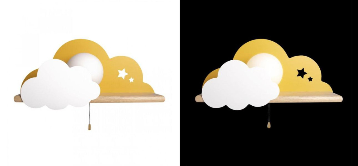 Бра с полкой желтое Облако Wall Lamp Yellow Cloud