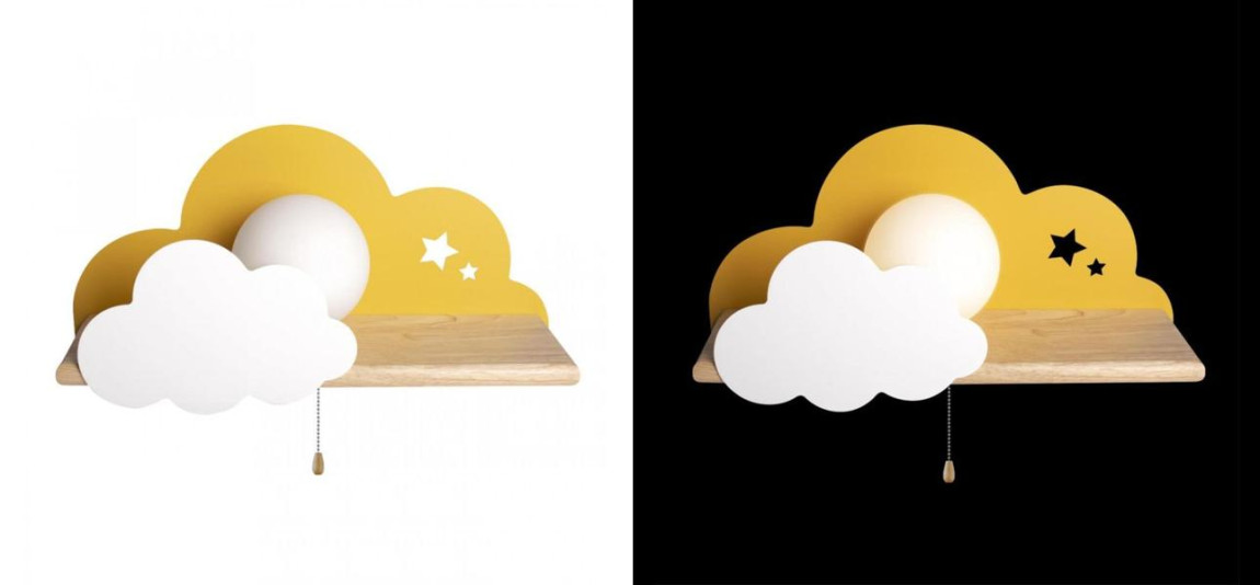 Бра с полкой желтое Облако Wall Lamp Yellow Cloud