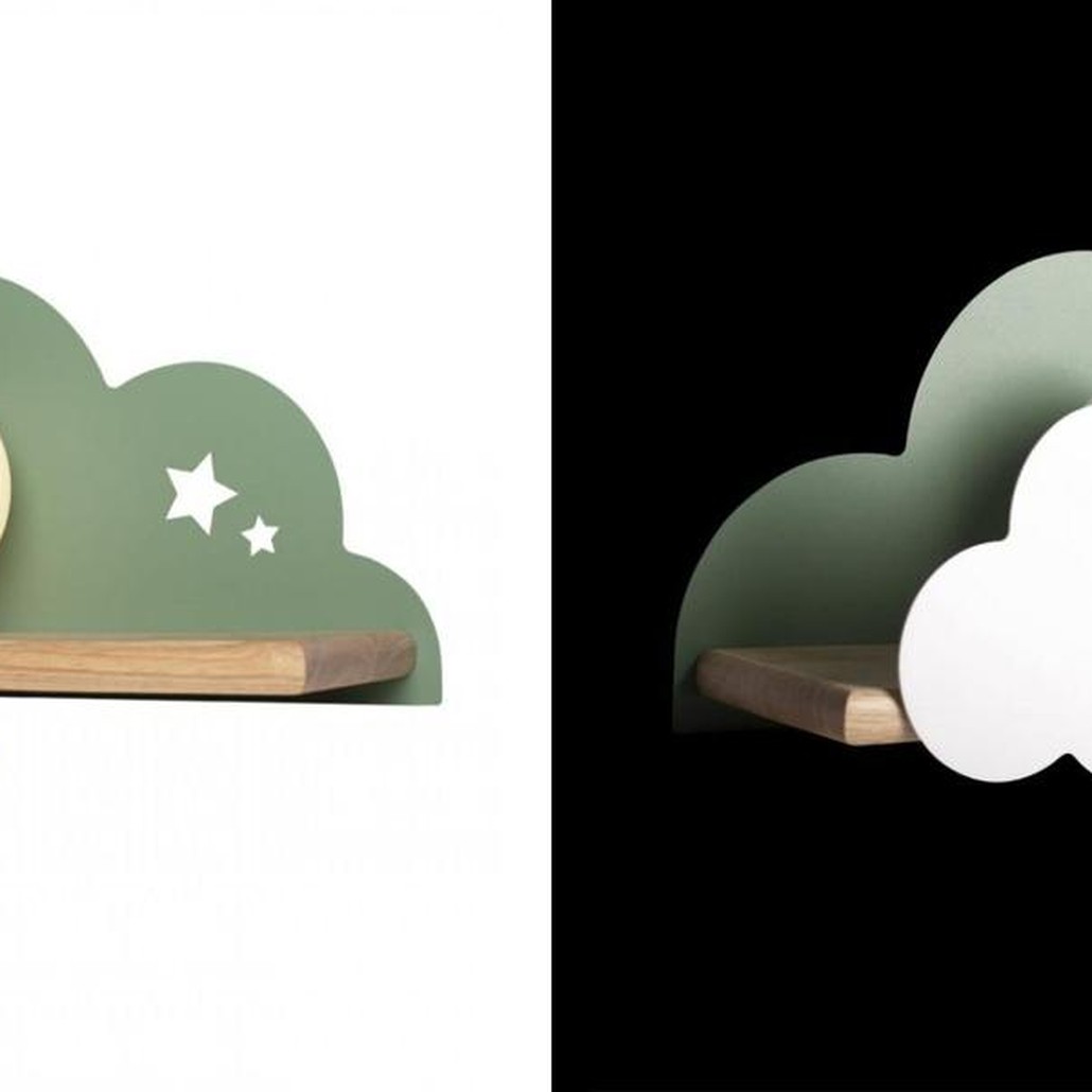 Бра с полкой зелёное Облако Wall Lamp Green Cloud