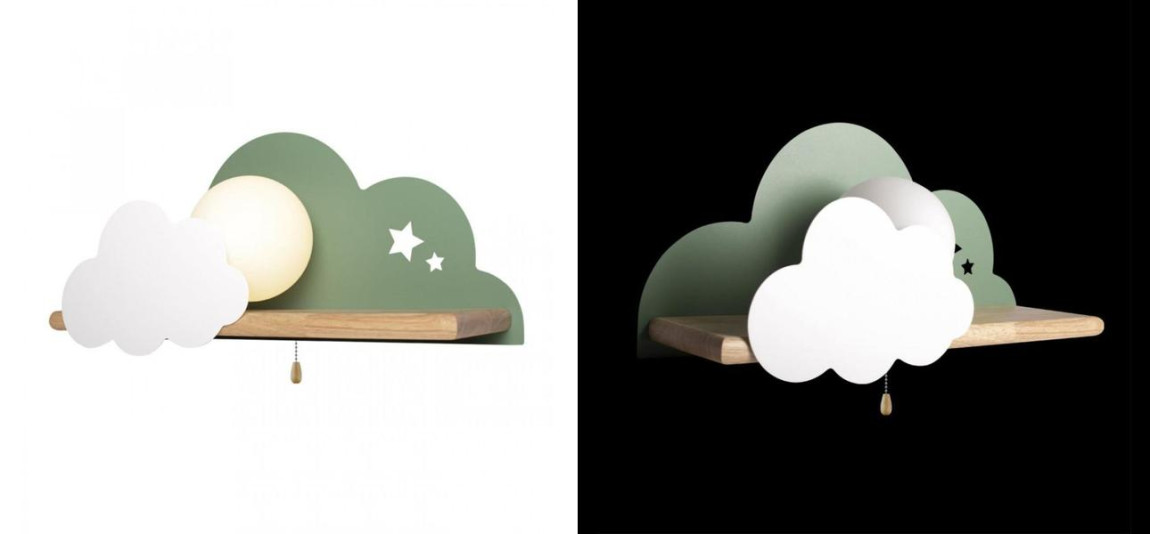 Бра с полкой зелёное Облако Wall Lamp Green Cloud