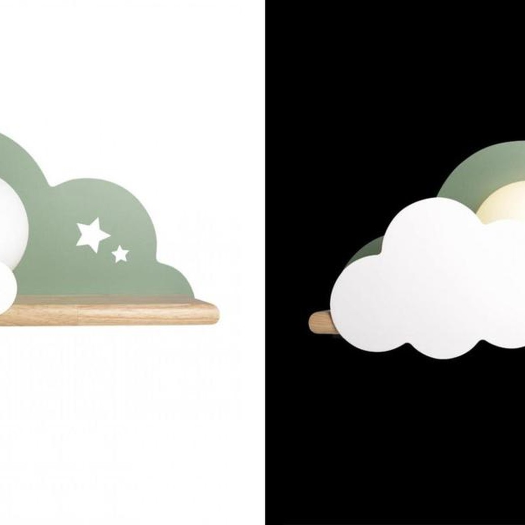Бра с полкой зелёное Облако Wall Lamp Green Cloud