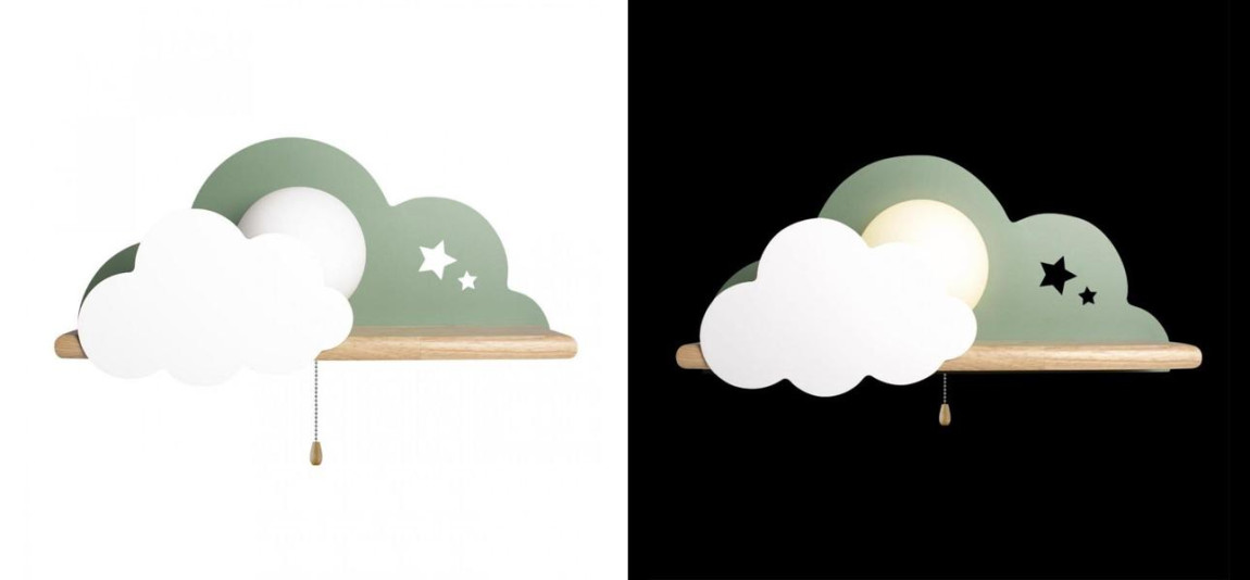 Бра с полкой зелёное Облако Wall Lamp Green Cloud