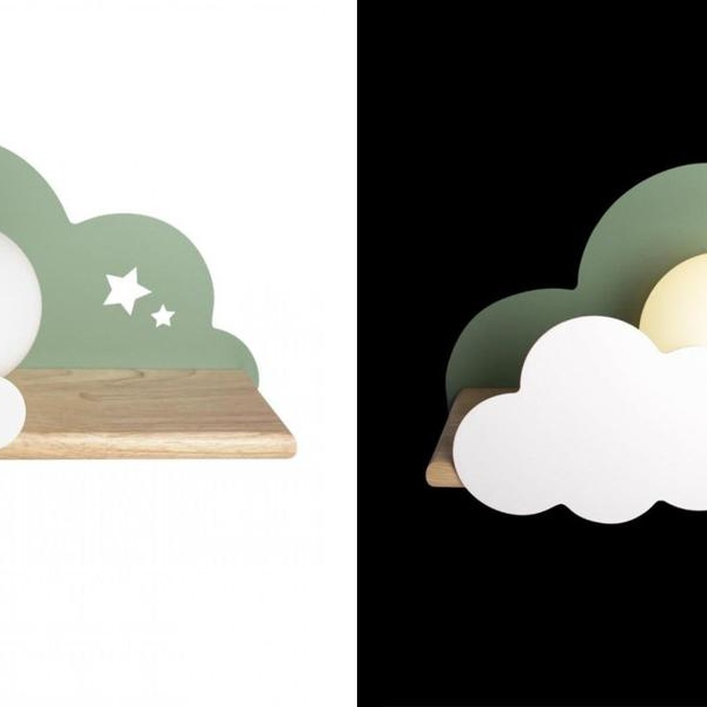 Бра с полкой зелёное Облако Wall Lamp Green Cloud